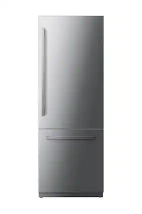 Front. Kucht - 30 in. 16 cu. ft. Built-In Bottom Freezer Refrigerator Panel Ready - Stainless Steel Panels and Handles Included - Stainless Steel.