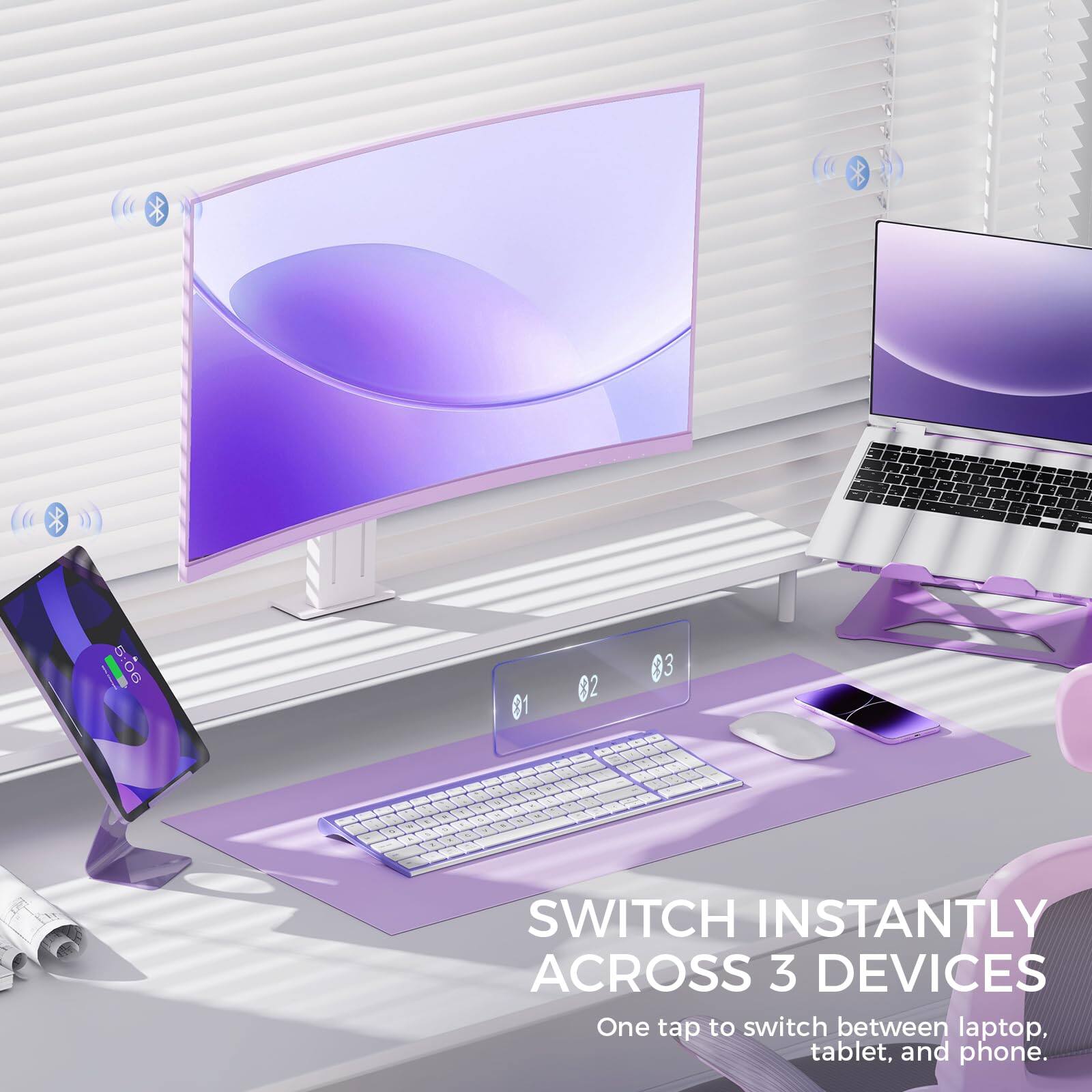 SWITCH INSTANTLY ACROSS 3 DEVICES  
One tap to switch between laptop, tablet, and phone.