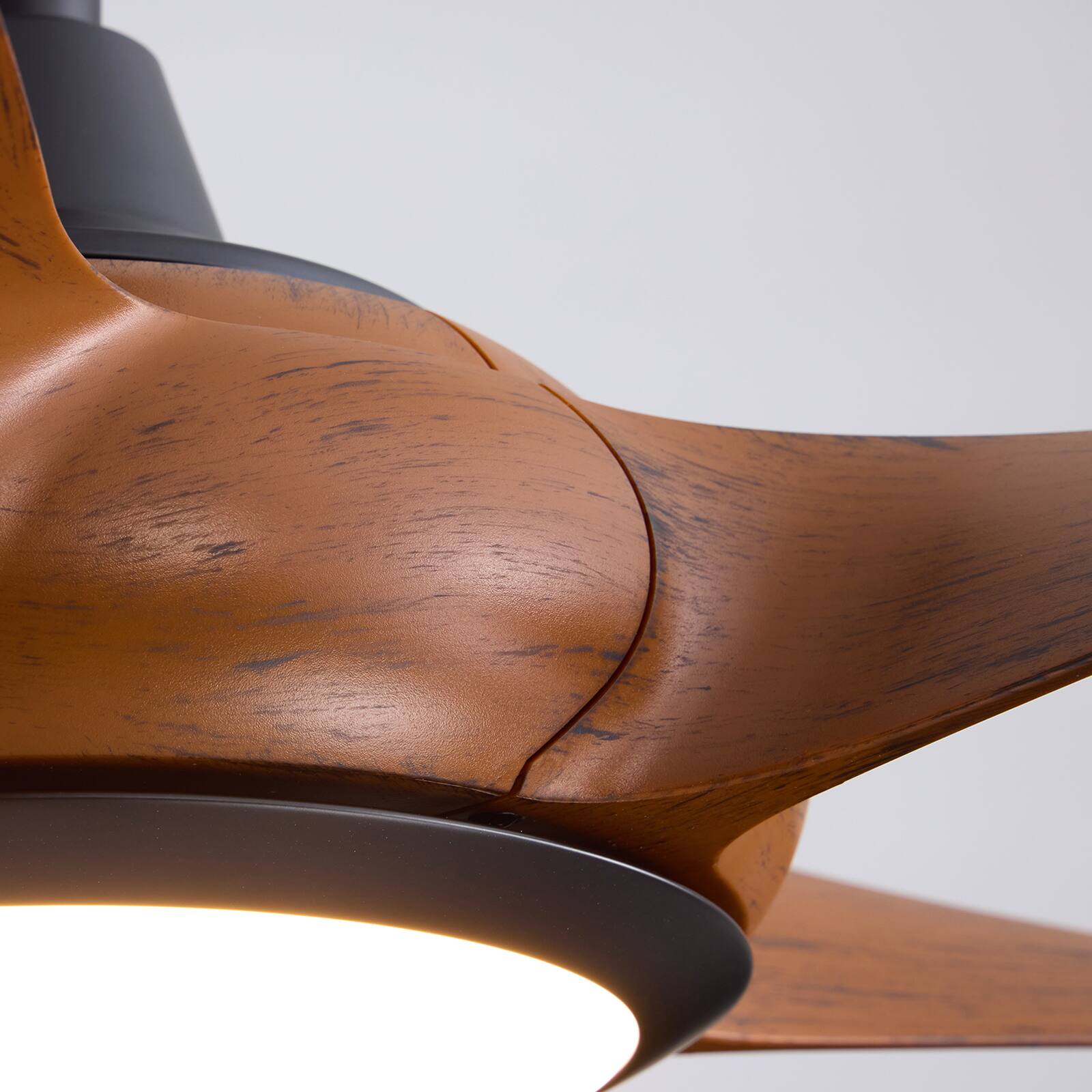 Alt View 6. Siljoy - 54-inch Dark Brown Wood Grain Ceiling Fan with Light & Remote 5-Blade Modern Indoor Fan - Brown.