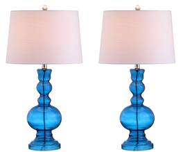 Jonathan Y - Genie 28.5" Glass LED Table Lamp, (Set of 2) - Night Blue
