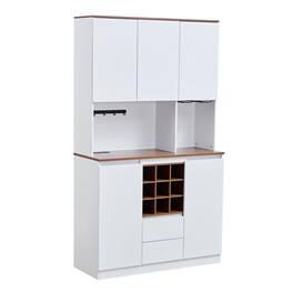 Ecooso - 68.9" Farmhouse Coffee Bar & Wine Cabinet, Kitchen Buffet with Storage - White