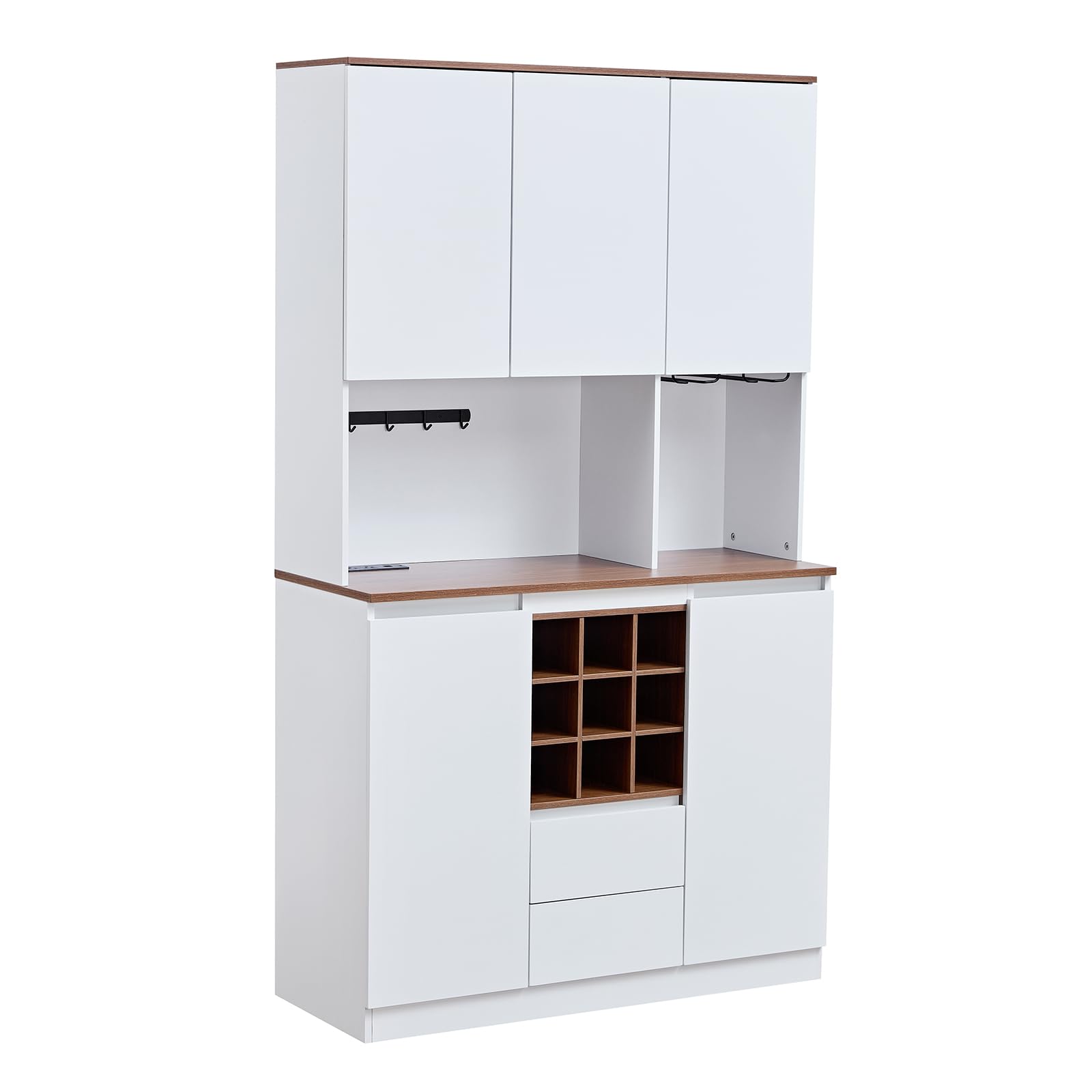 Front. Ecooso - 68.9" Farmhouse Coffee Bar & Wine Cabinet, Kitchen Buffet with Storage - White.
