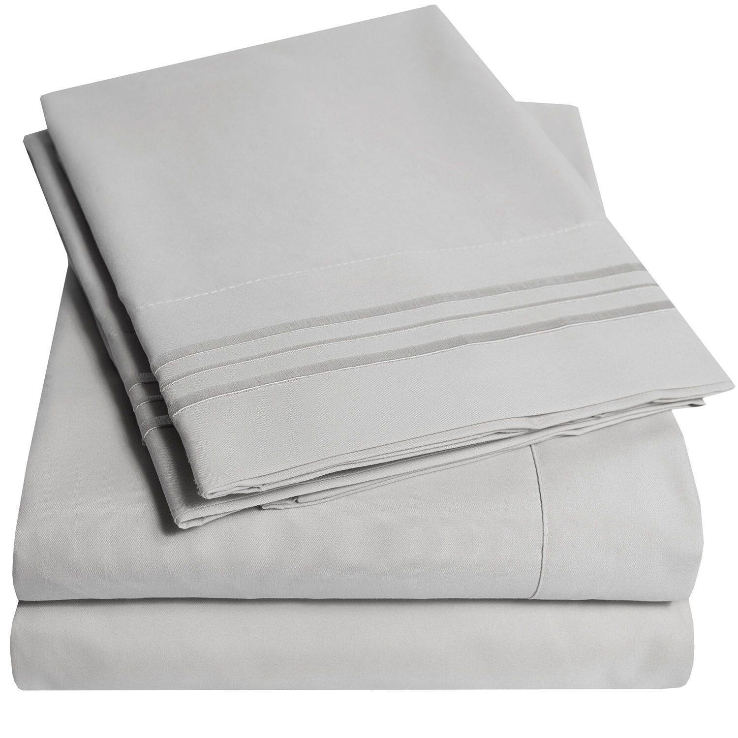 Angle. Sweet Home Collection - 18"-24" Extra Deep Pocket, 3-Piece Bed Sheets Set, Twin - Silver.