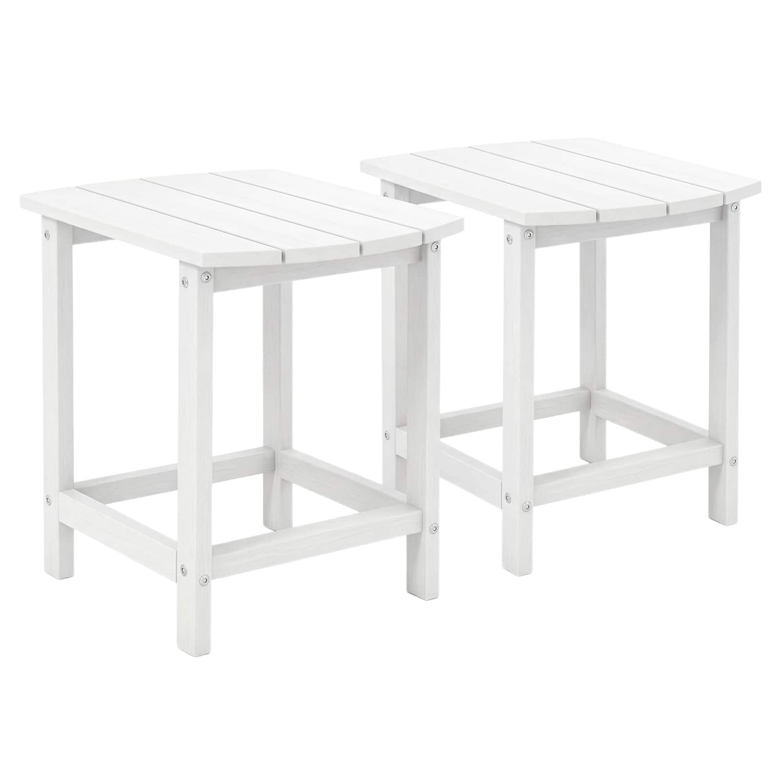 Gymax - 2PCS 18'' Patio Adirondack Side Table Weather Resistant HDPE for Garden - White