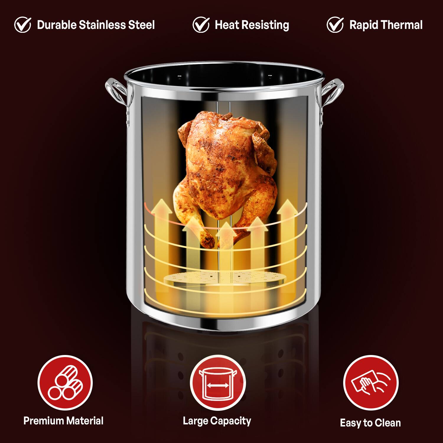 - Durable Stainless Steel
- Heat Resisting
- Rapid Thermal
- Premium Material
- Large Capacity
- Easy to Clean