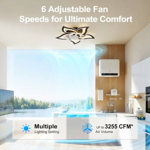 6 Adjustable Fan Speeds for Ultimate Comfort  
Multiple Lighting Setting  
UP to 3255 CFM* Air Volume