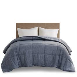 Gracie Mills - Heathered Jersey Knit Down Alternative Comforter - Navy
