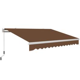 Outsunny - 13' x 8' Retractable Awning, Patio Awnings, Sunshade Shelter w/ Manual Crank Handle, UV & Water-Resistant Fabric - Coffee