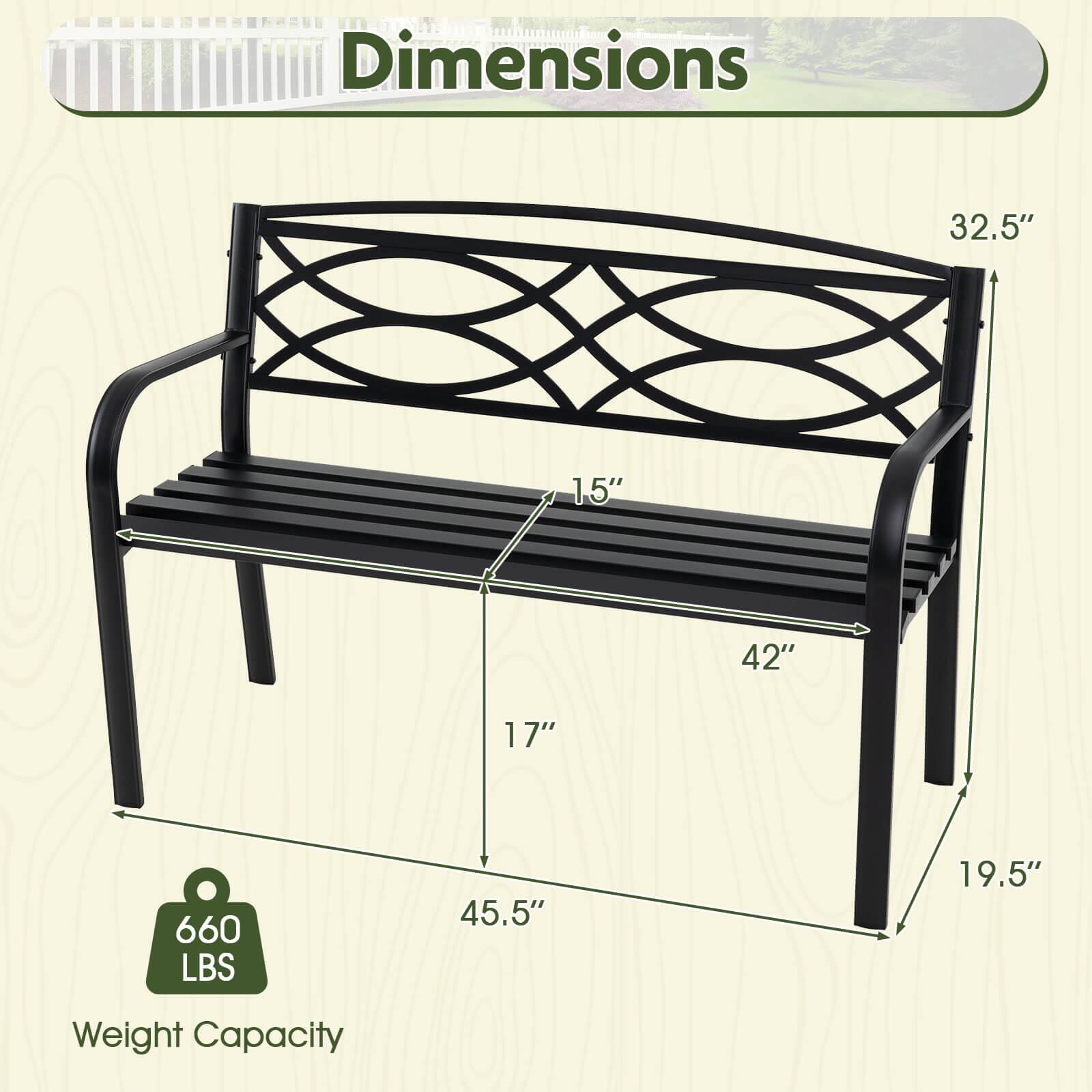 Dimensions: 32.5", 15", 42", 17", 45.5", 19.5"

Weight Capacity: 660 LBS