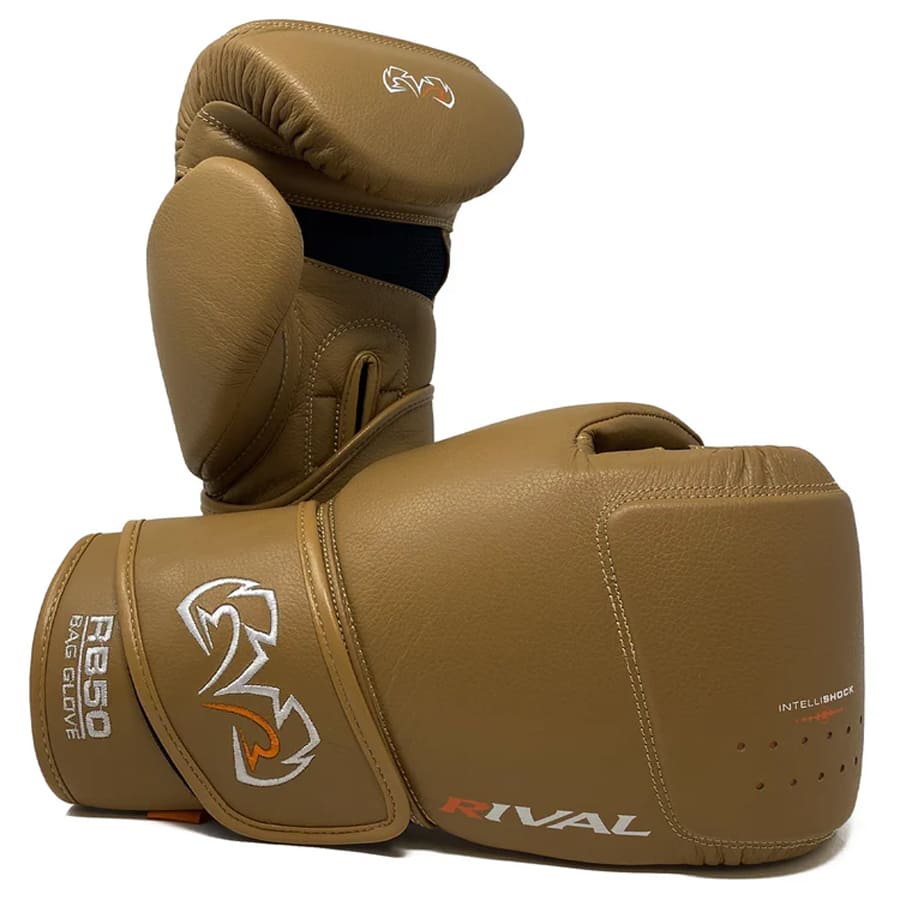 RIVAL - Boxing RB50 Intelli-Shock Compact Bag Gloves - Medium - Brown