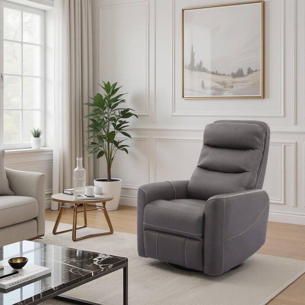 Alt View 1. Starlight Canyon Home - Haze Swivel Recliner Chair with Glider Base and Soft Fabric Comfort - Grey.