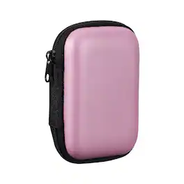 Unique Bargains - Earphone Case, 4.53x3.15x1.38in, Portable Earbud Carrying Case Storage Bag for In-Ear Headphones - Pink