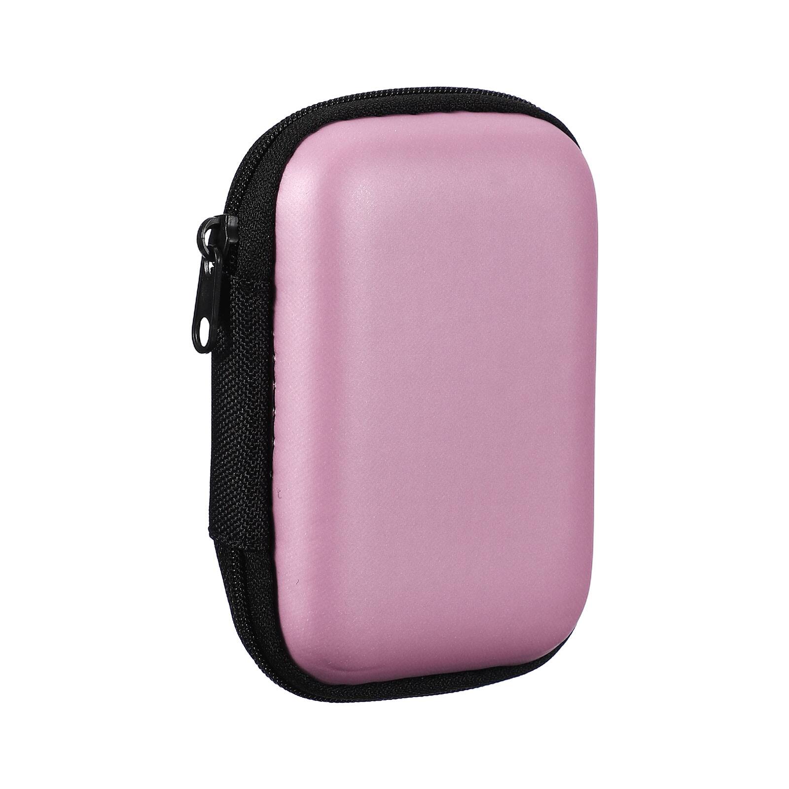 Front. Unique Bargains - Earphone Case, 4.53x3.15x1.38in, Portable Earbud Carrying Case Storage Bag for In-Ear Headphones - Pink.