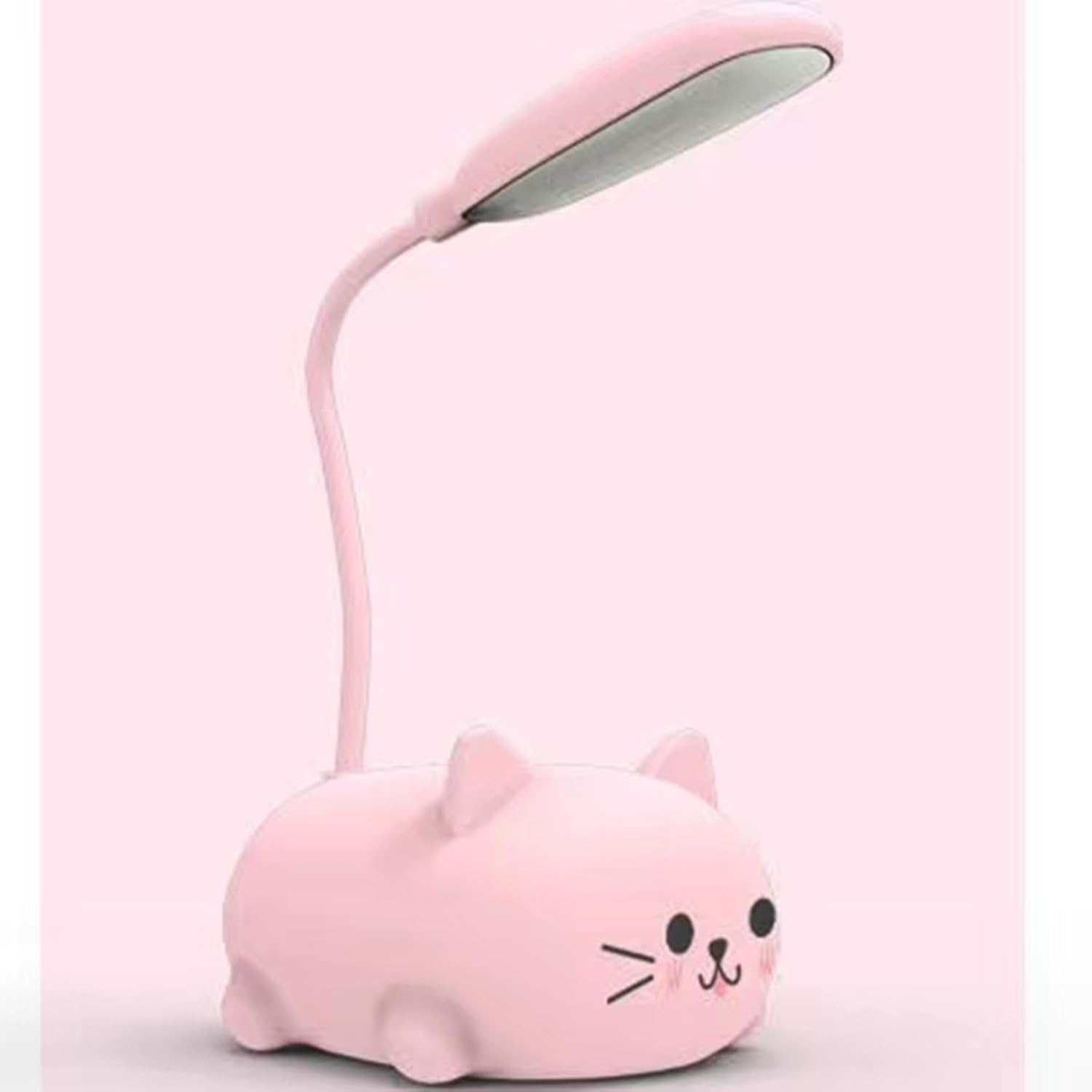Front. RTMB - LED Cat Desk Lamp, Pink, USB Rechargeable with Flexible Gooseneck for Kids.