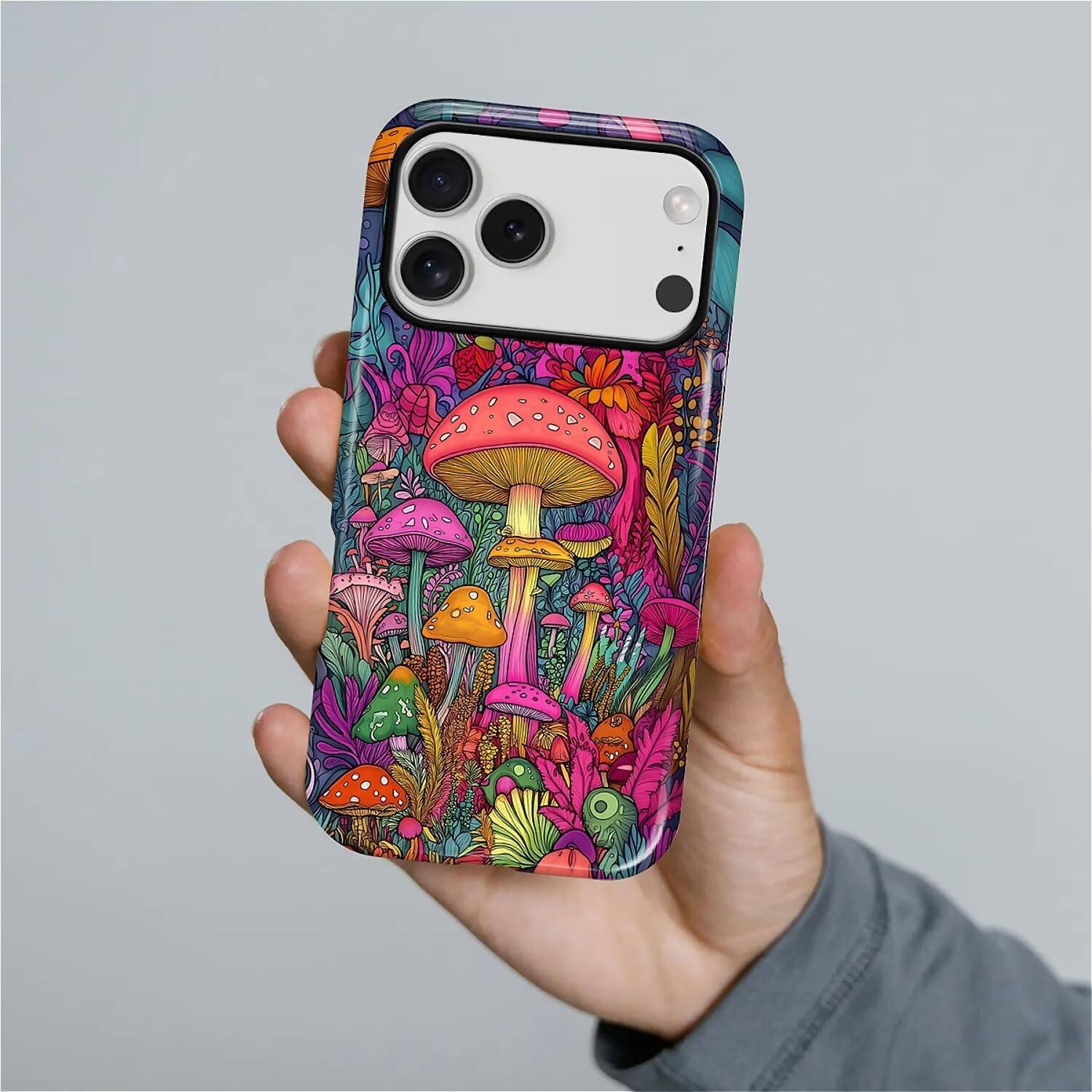 Alt View 2. Finnhomy - Smartphone Case for iPhone 17 Pro Military Grade Dual Layer Protection Anti Slip Grip - Psychedelic Mushrooms.