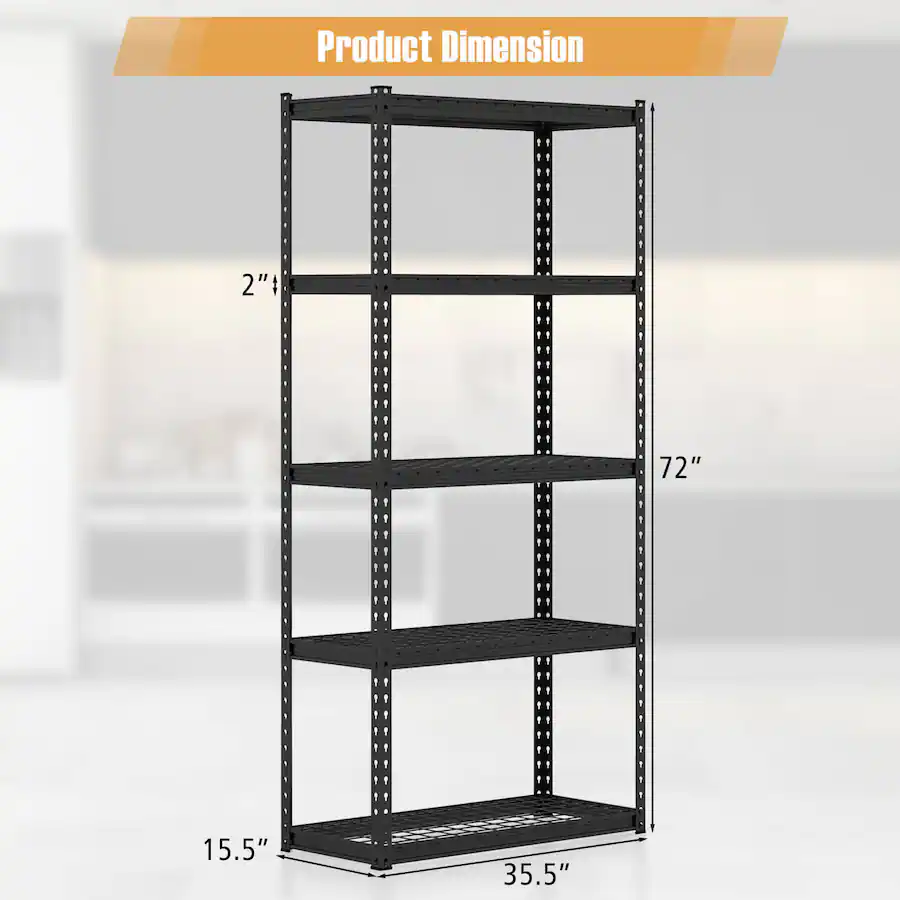 Gymax 4PCS 5 Tier Storage Shelf Heavy Duty Storage Utility Rack Shelf w ...
