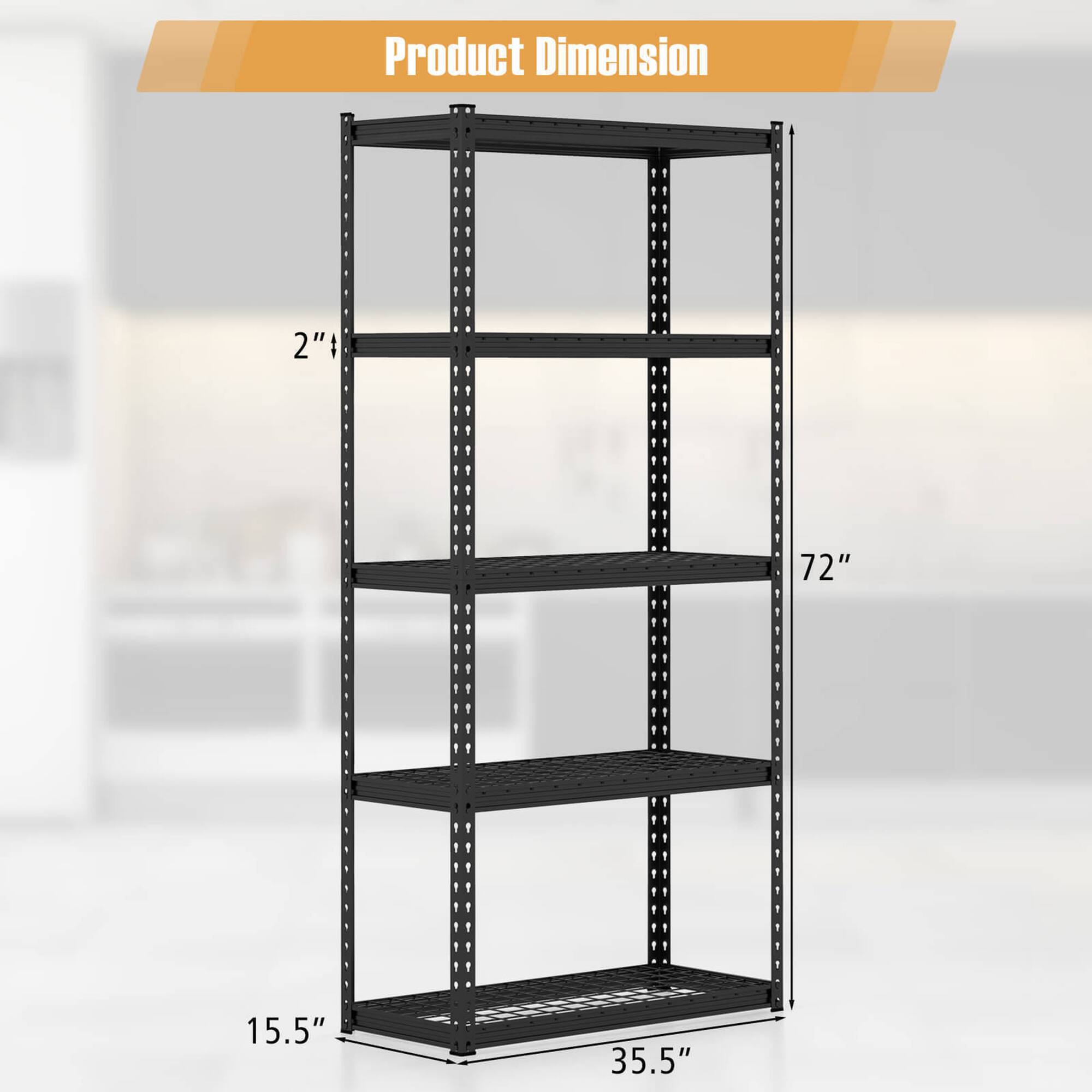 Alt View 1. Gymax - Gymax 2PCS 5-Tier Storage Shelf Heavy Duty Storage Utility Rack Shelf w/Anti-tipping Device - Black.