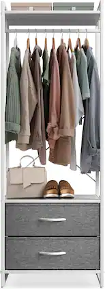 Sorbus - Clothing Rack with Drawers - Clothes Stand Dresser - Wood Top, Steel Frame for Hanging Shirts, Dresses, & Jackets - White
