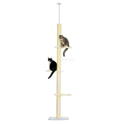 Front. TinyHomie - 4-Tier Tall Cat Tower Floor to Ceiling Cat Tree Height Adjustable 87-103In with Plush Platforms Sisal Scratching Posts - Yellow.