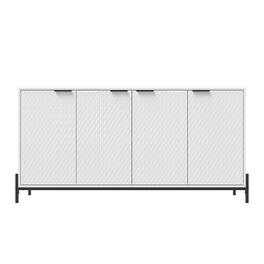 Boyel Living - 31.5 in. H Modern Four Door Storage Cabinet with High-gloss Finish and Featuring Iron Handles - White