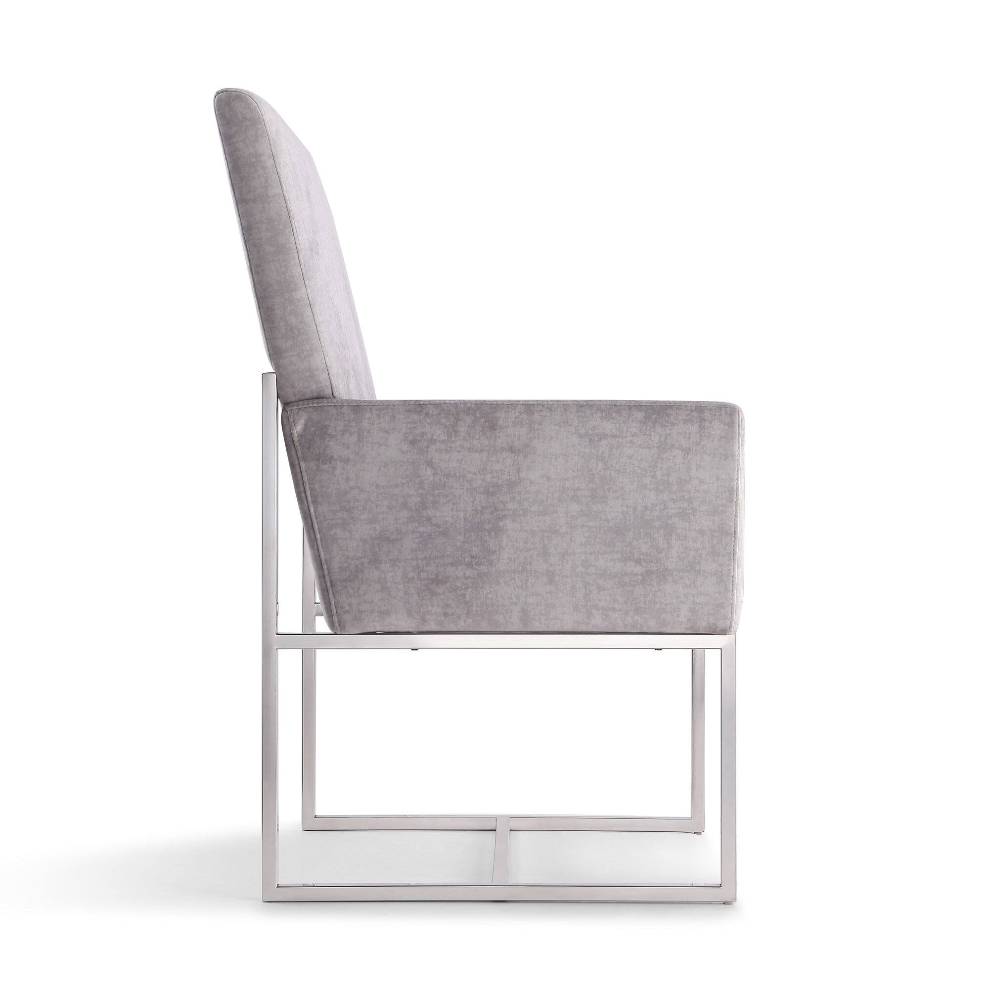 Alt View 1. Manhattan Comfort - Element Modern Metal Velvet Dining Chair - Gray.