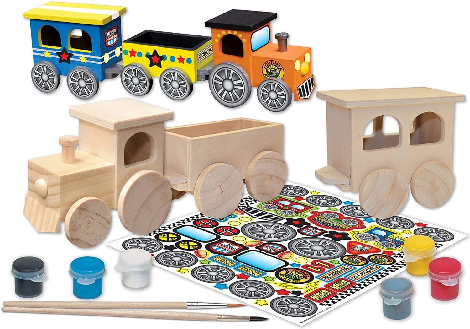 MasterPieces - Works of Ahhh Choo Choo Train Set Wood Painting Kit - Blue