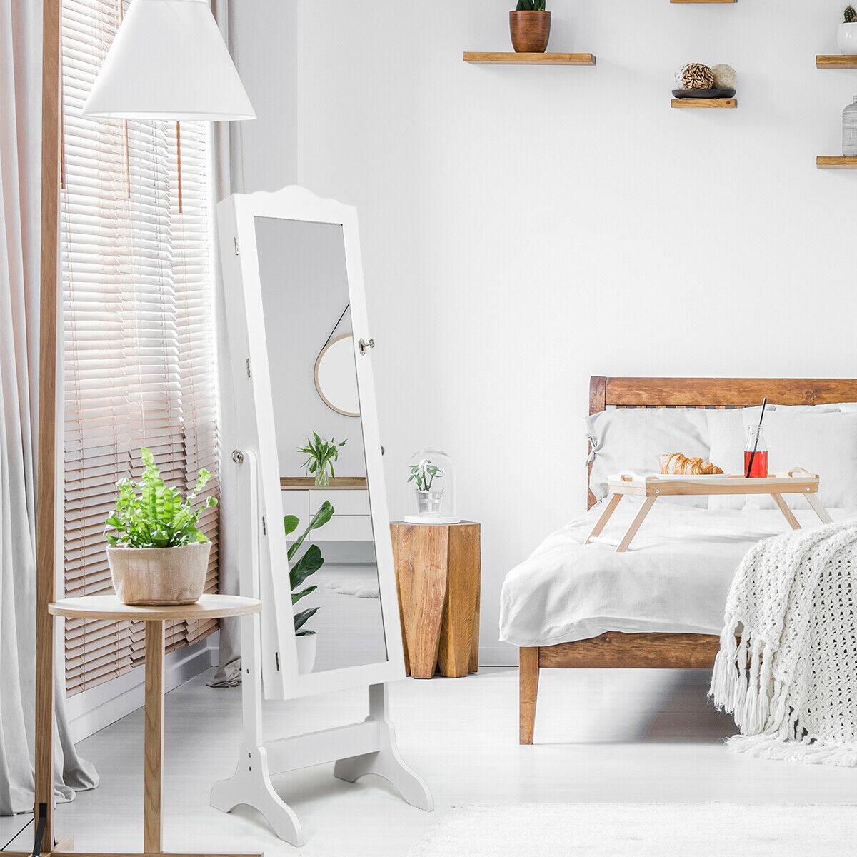 Alt View 2. Gymax - Gymax 4 Angle Adjustable Full Length Mirror Jewelry Organizer Vanity Box White - White.