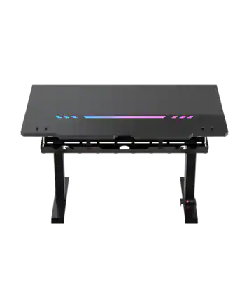 Front. DXRacer - DXRacer Tidal Series Gaming Desk – Black Regular, RGB Lighting with App Control & Integrated Cable Management - Black.