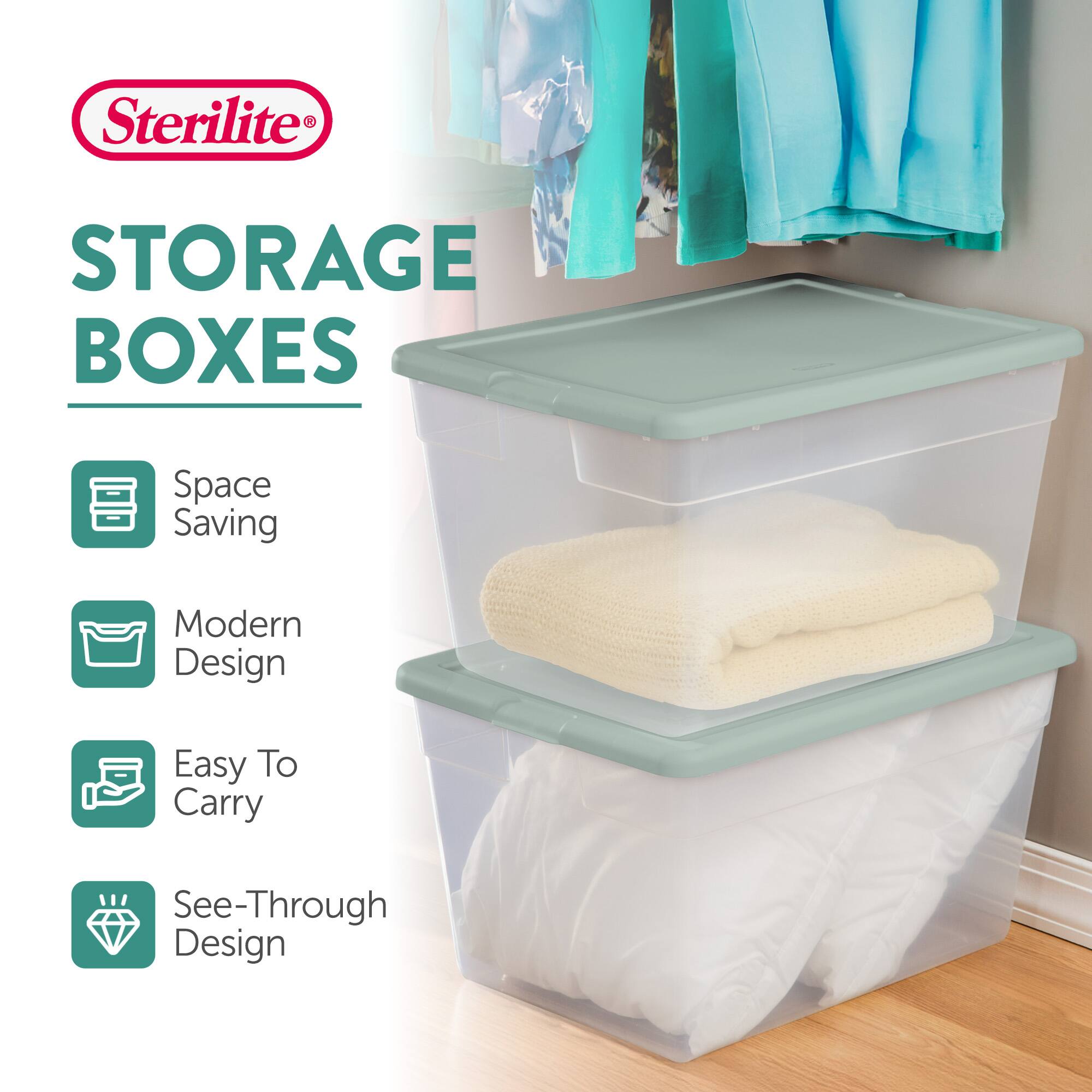 Sterilite STORAGE BOXES  
Space Saving  
Modern Design  
Easy To Carry  
See-Through Design