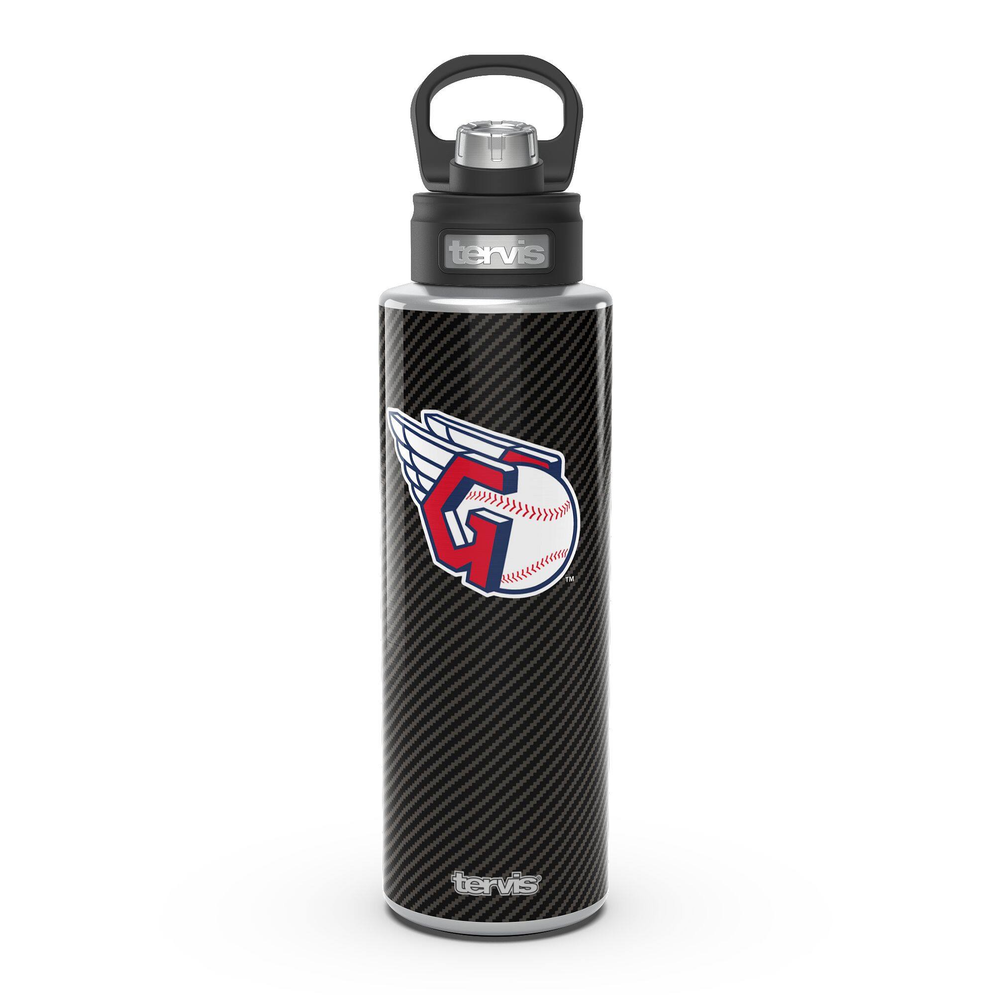 Mustang Drinkware - Cleveland Guardians 40oz. Carbon Fiber Wide Mouth Water Bottle - Multicolor