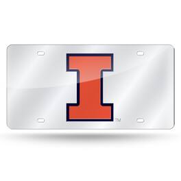 Rico Industries - Illinois Fighting Illini Mirrored Laser Cut License Plate Laser Tag - Multi