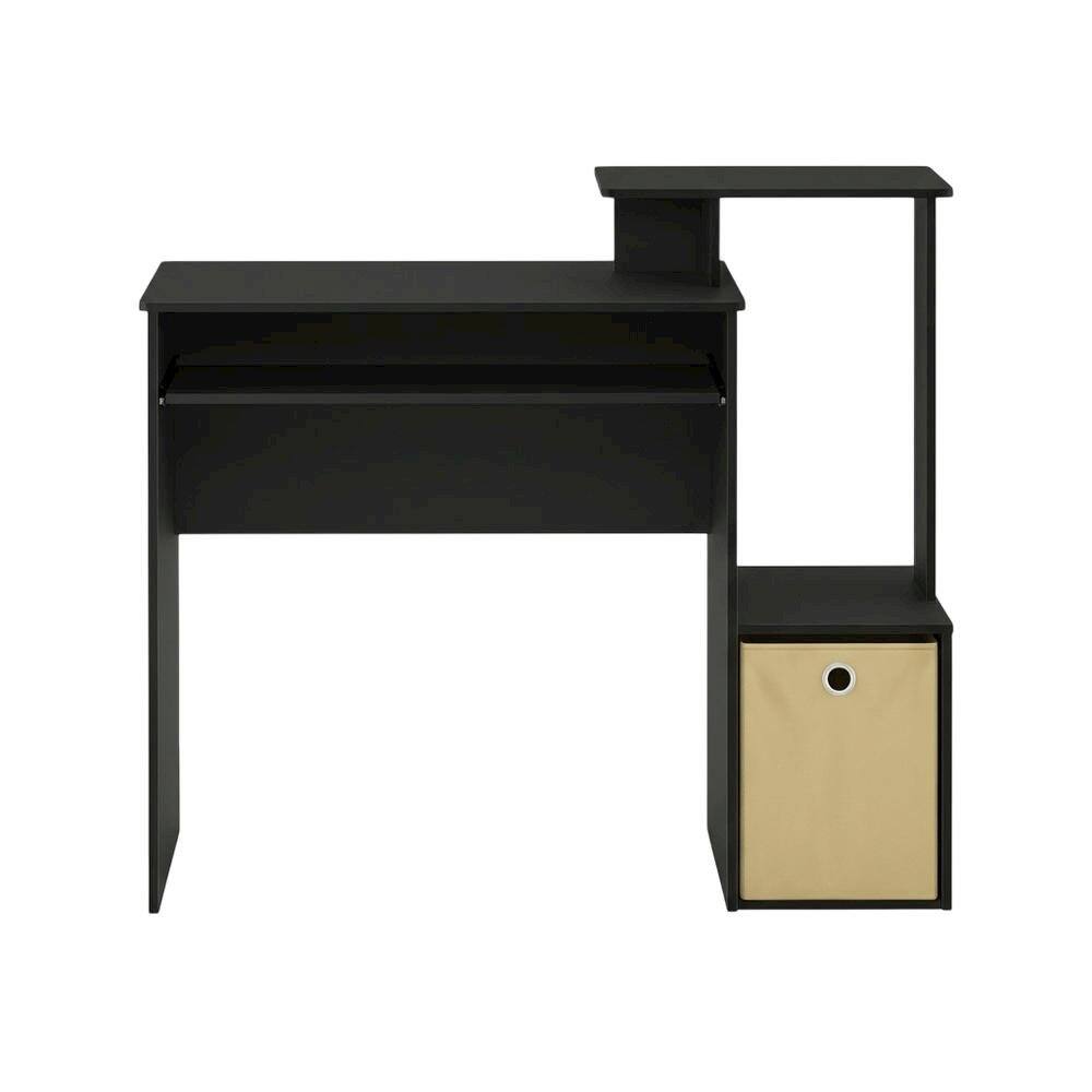 Back. BisonOffice - Black multipurpose home office desk with storage bin and sturdy construction - Black/Brown.
