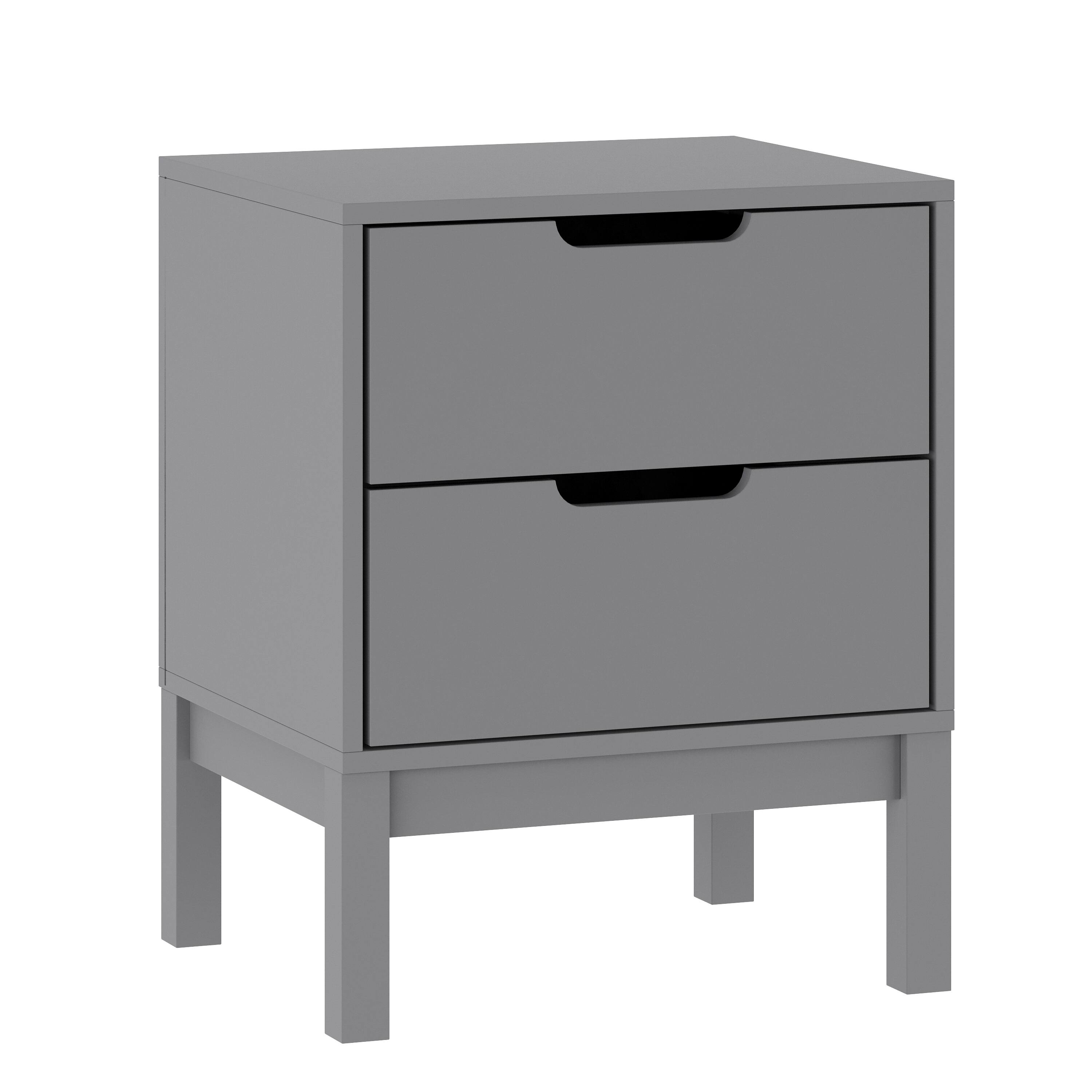 Alt View 1. Emma + Oliver - Samuel Kids Double-Drawer Night Stand with Solid Wood Frame, Side Table for Kids Bedroom - Gray.