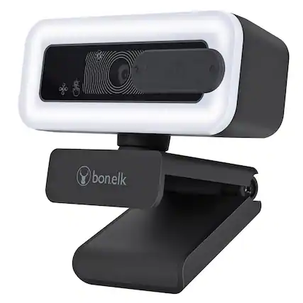 Front. Bonelk - BonElk USB Webcam Pro with LED 1080p Auto-Focus compatible with Windows, Mac, Android - Black.