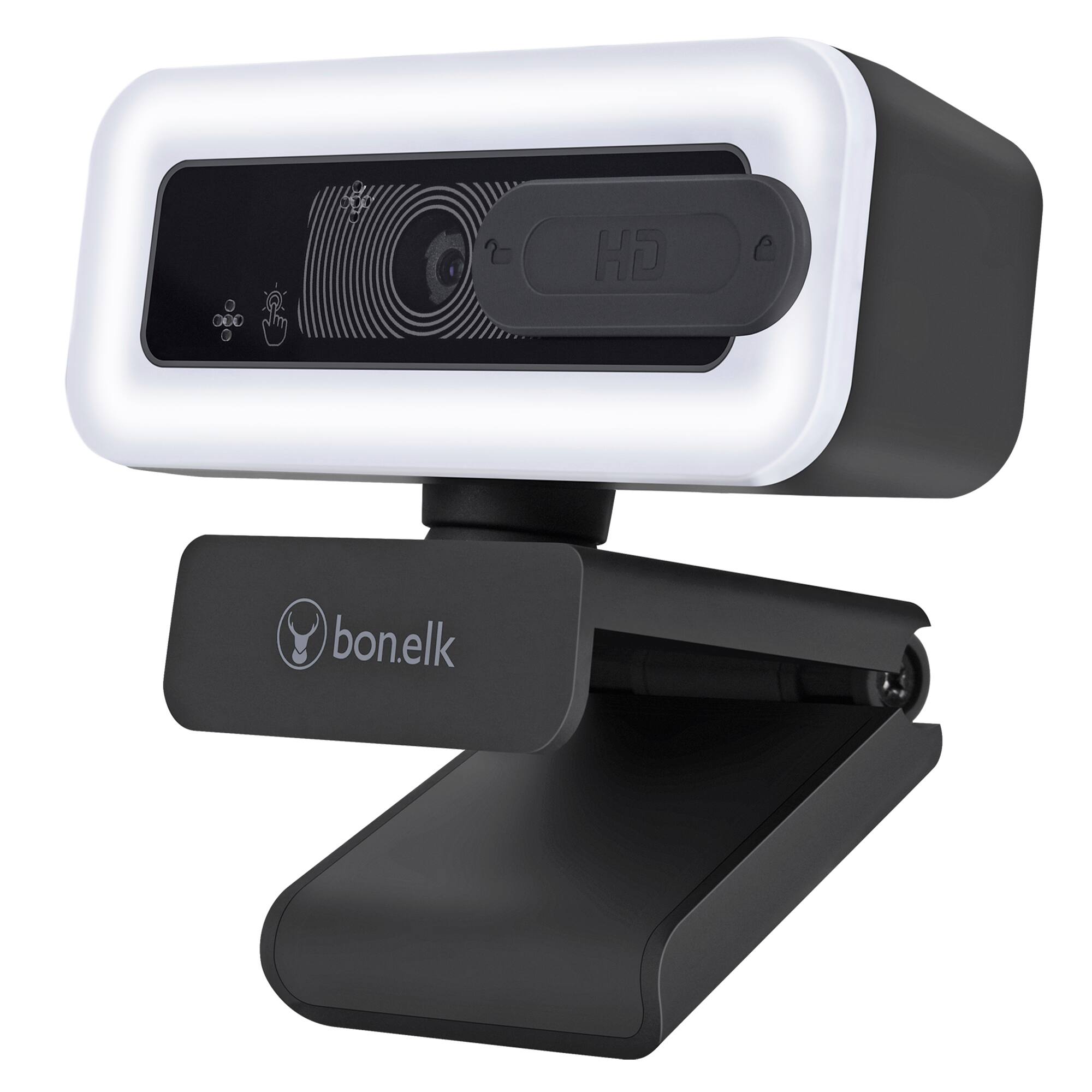 Bonelk - USB Webcam Pro with LED 1080p Auto-Focus compatible with Windows, Mac, Android - Black