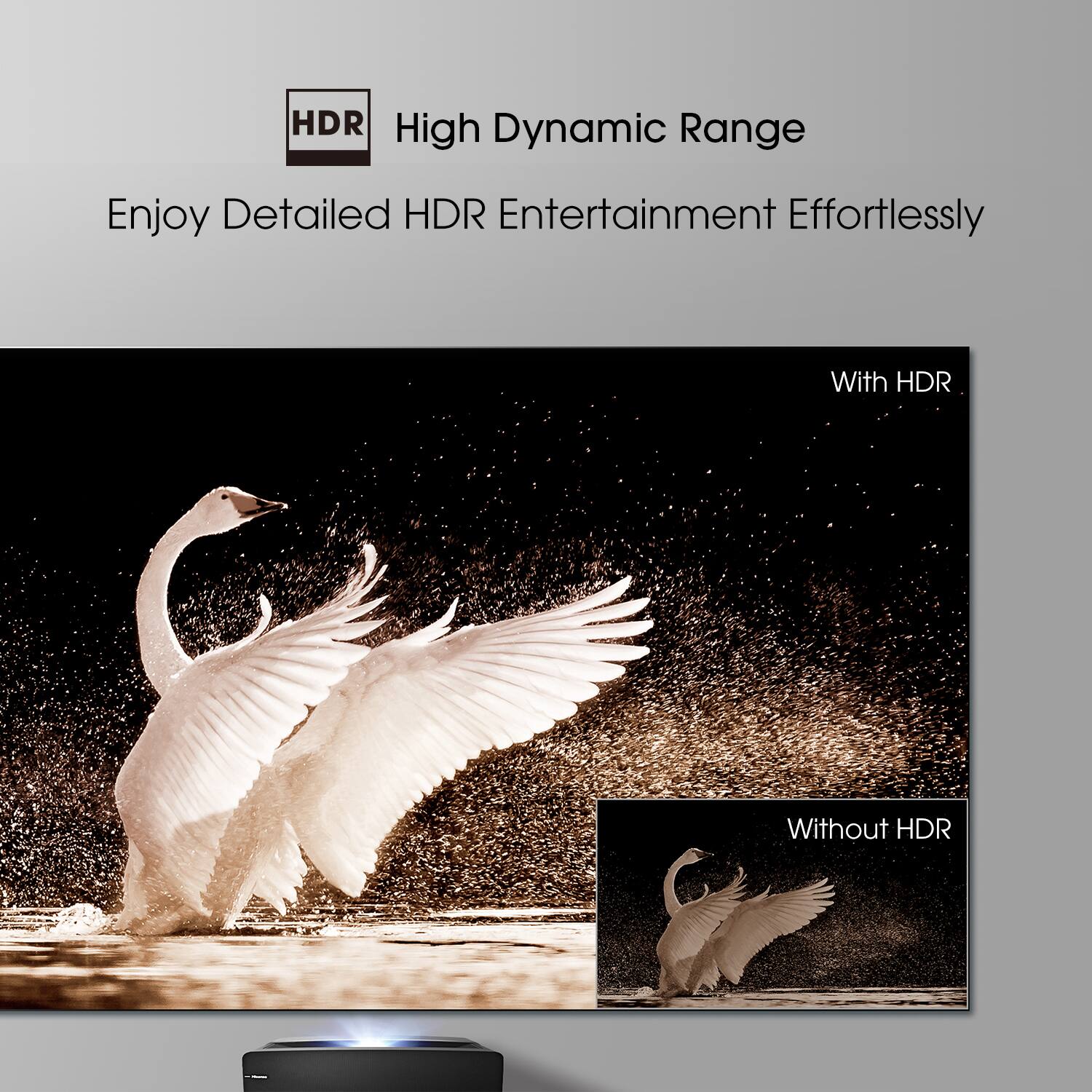 Alt View 24. Hisense - L5G Laser TV Ultra Short Throw Projector with 100" ALR Screen, 4K UHD, 2700 Lumens, HDR10, Android TV - Black.