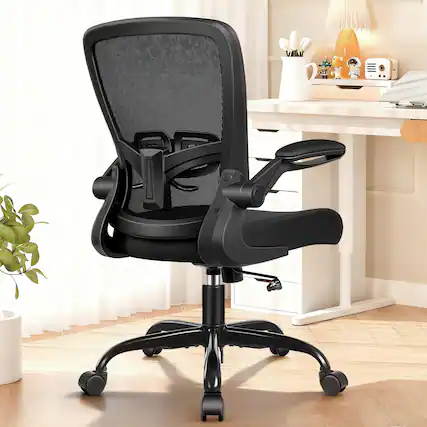 Front. KERDOM - Office Chair for Conference Room - Ergonomic Desk Chair with Adjustable Lumbar Support, Swivel, Tilt, Breathable Mesh - Black.