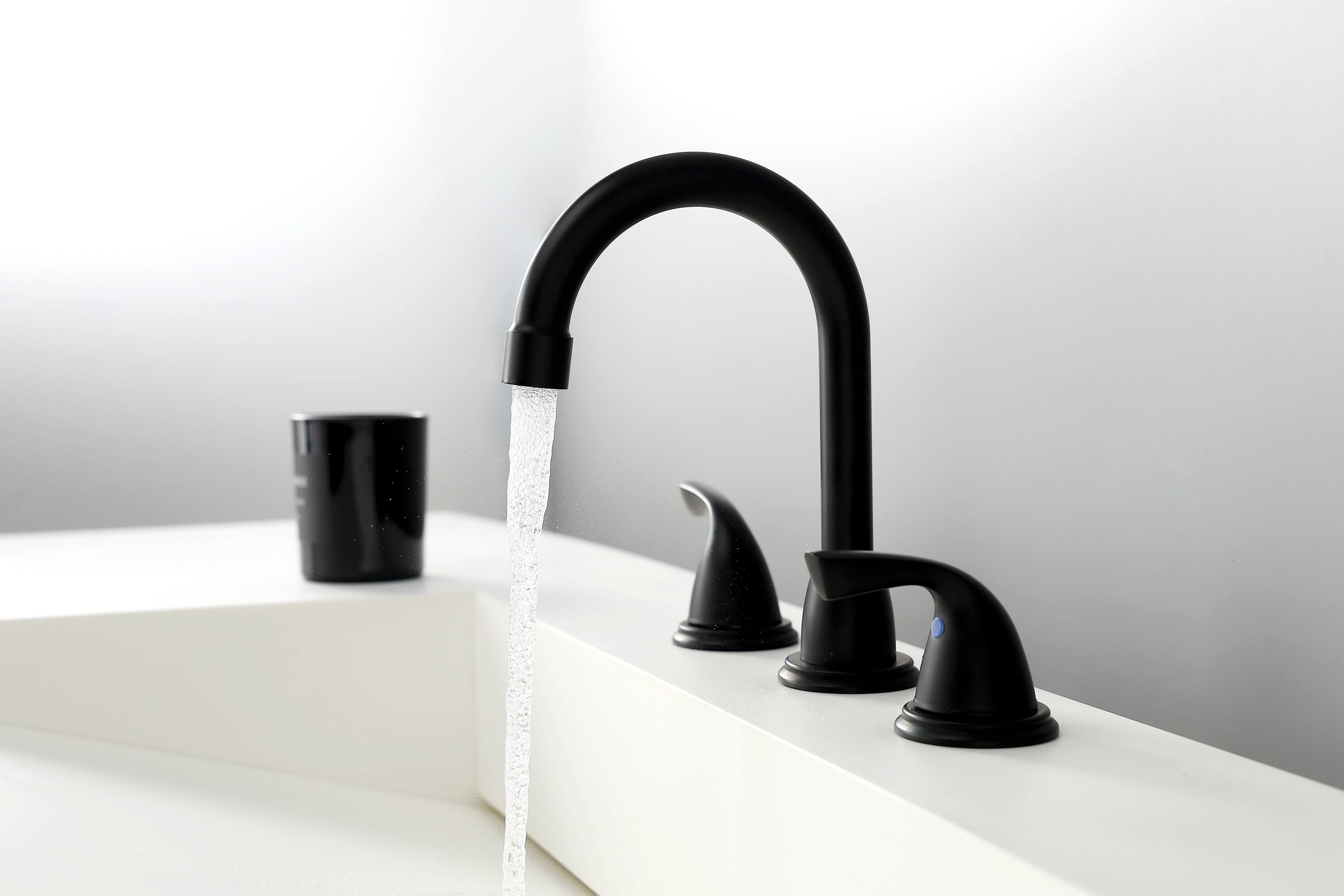 Front. Bothwa Home - Bothwa Home Bathroom Faucet For bathroom Sink  With Two Handles And Supply Lines - Matt black.