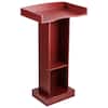 Front. VEVOR - Podium Stand, 41-Inch Wooden Lectern, Laptop Desk with Wide Reading Surface and Storage Shelf, Edge Stopper - Brown.