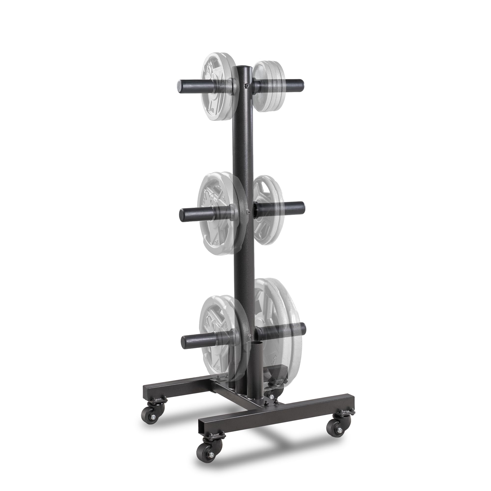 Front. ThinkLink Electronic - Olympic Weight Plate Tree For 2 inch Plates Storage Rack p Organize your home gym with 6 plate pegs store - Black.