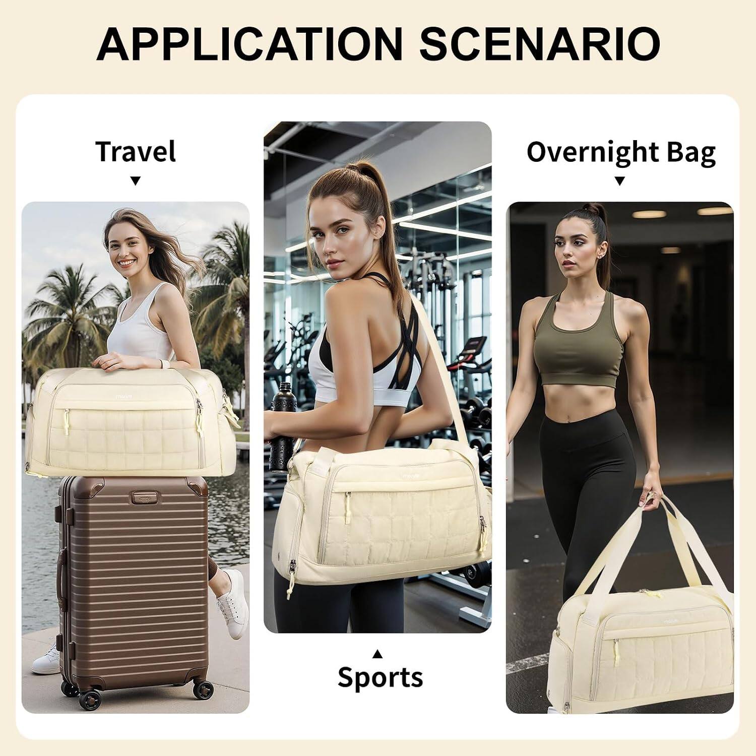 APPLICATION SCENARIO

Travel  
Overnight Bag  
Sports