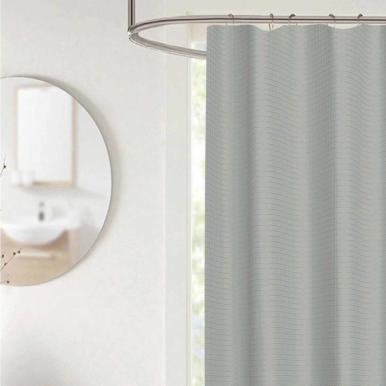 Angle. RT Designers Collection - RT Designer Collection Bliss Waffle Shower Curtain 70" x 72" Grey - Grey.