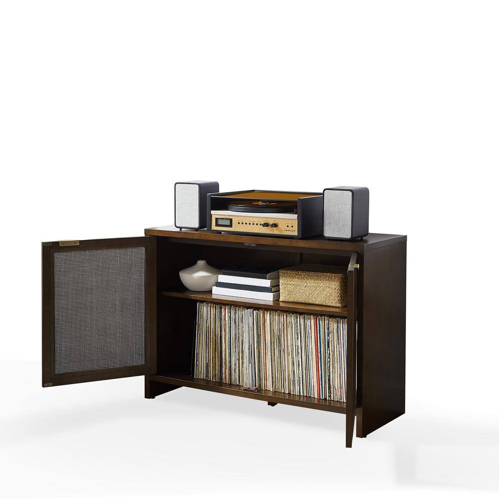 Alt View 1. Crosley Furniture - Kenji Record Player Cabinet With Vinyl Storage - Dark Brown.