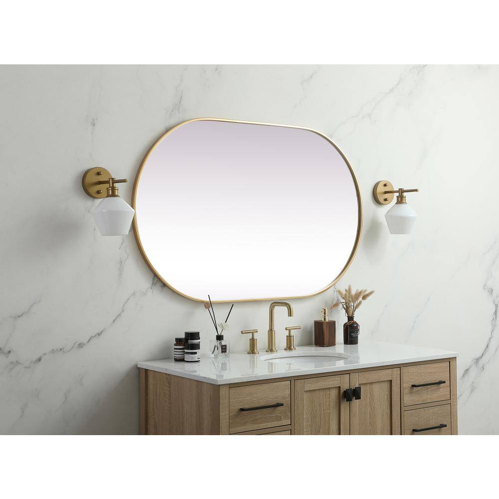 Alt View 6. Elegant Decor - Metal Frame Oval Mirror 30x48 Inch in Brass - Brass.