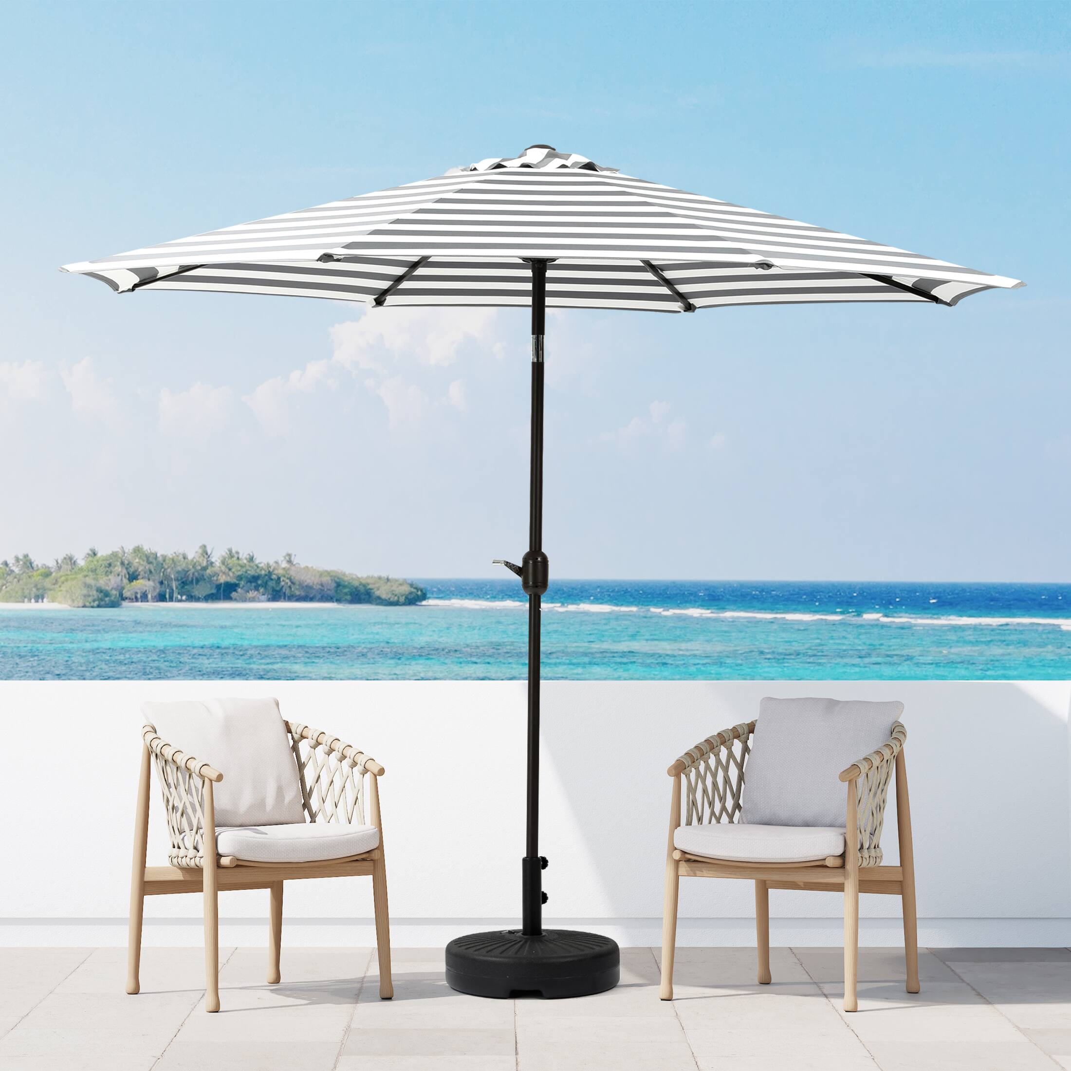 Angle. WestinTrends - WestinTrends Paolo 9 ft. Patio Table Umbrella with tilt and crank features - Gray/White.
