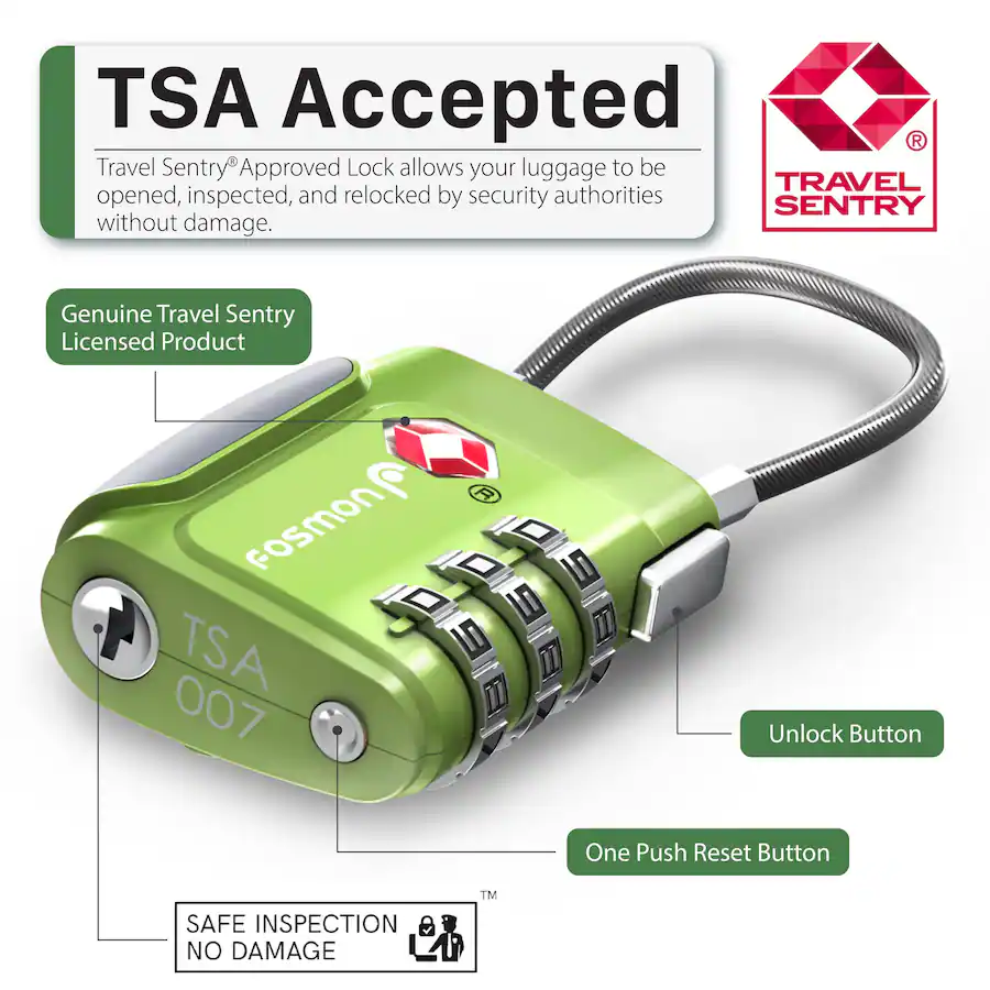 Fosmon 4 Pack TSA Approved Luggage Lock, Multicolor Combination Lock ...