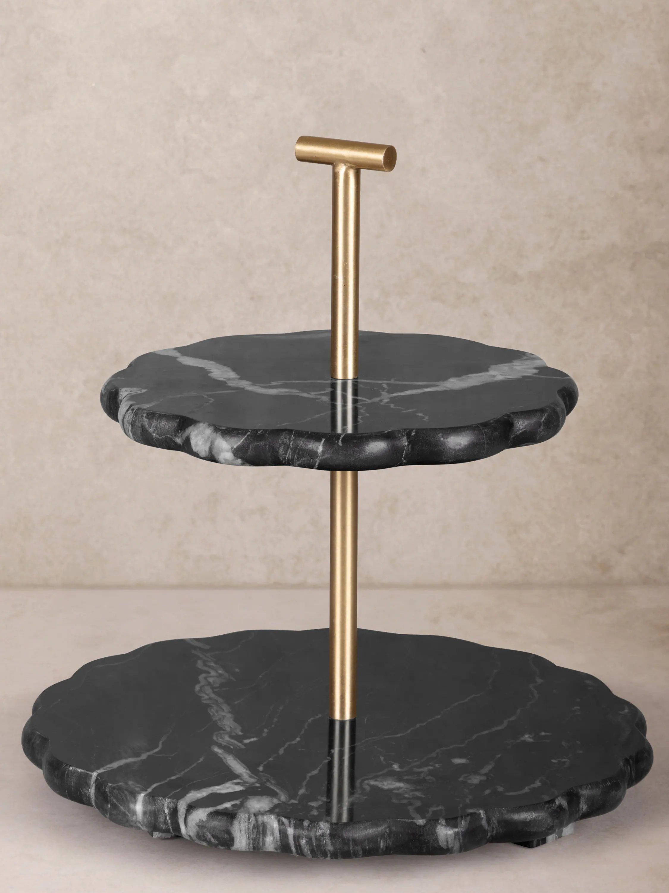 Front. GAURI KOHLI - Concorde Cake Stand - Shades of black and gray.
