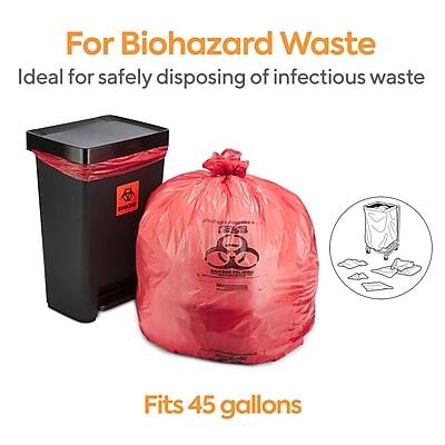 For Biohazard Waste  
Ideal for safely disposing of infectious waste  

Fits 45 gallons