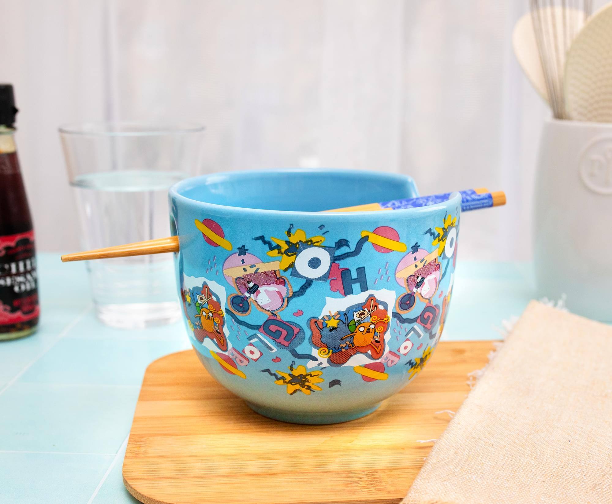 Alt View 2. Silver Buffalo - Adventure Time Toss Print 20-Ounce Ramen Bowl and Chopstick Set - Blue.