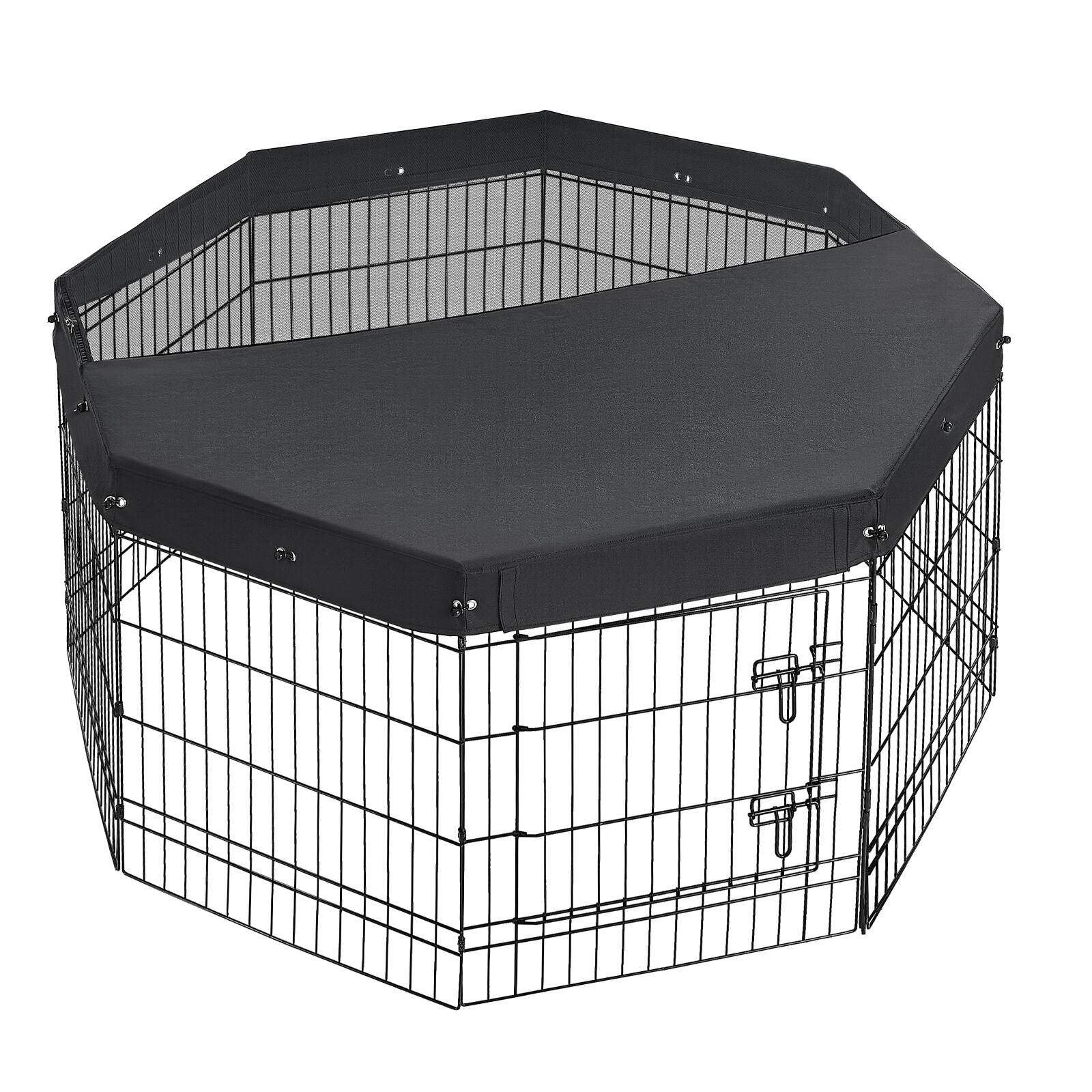 Alt View 5. VEVOR - Dog Playpen 30 Inch 8 Panels Foldable Exercise Pen with Top Cover, Indoor Metal Pet Fence with Door - Black.